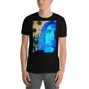 Kurt Cobain Unisex Tshirt, Sunflowers Tshirt, Kurt Cobain and Sunflowers Tshirt, 100% Cotton Short-Sleeve Unisex T-Shirt