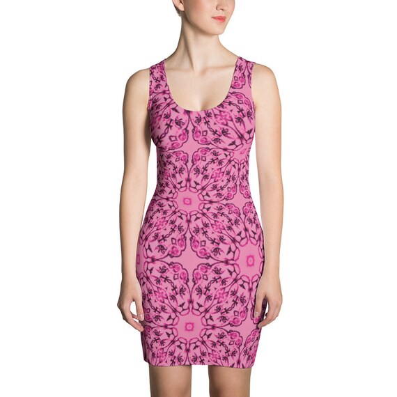open lace back dress Green/Pink Palm Print Dress | Beach Dress
