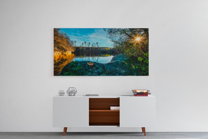 Ratingen Blue Lake Panorama photo print on canvas 120cmx60cm image 1