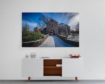 Ratingen Wasserburg "Haus zum Haus" Fotodruck auf Leinwand 90x60