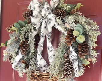 Christmas Pinecone Wreath, Christmas Wreath, Rustic, Winter Woods Wreath, Pinecone Wreath, Pine Wreath, Farmhouse Decor, Christmas Gift