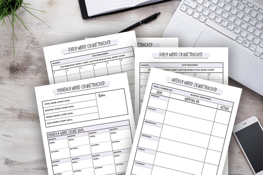 Writing Word Count Tracker | Writing Planner | Goal Planner | Writing ...