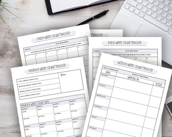 Tracker voor het aantal woorden schrijven | Schrijfplanner | Doelplanner | Journaal schrijven