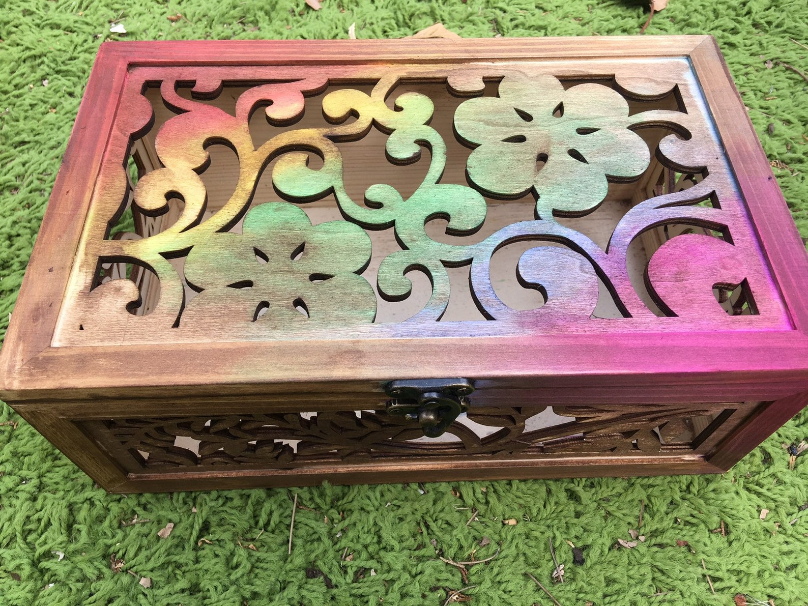Carved Jewelry box rainbow Etsy