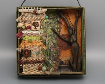 Assemblage Art Box / Shadow Box "Tree Goddess" , Unikat