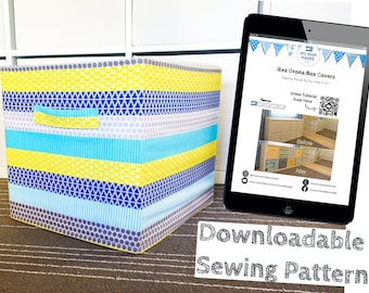 Fabric Cover for Ikea Drona Storage Box in Kallax shelf cube - DOWNLOADABLE PDF PATTERN - Kids, Baby, Nursery Room Toy Box