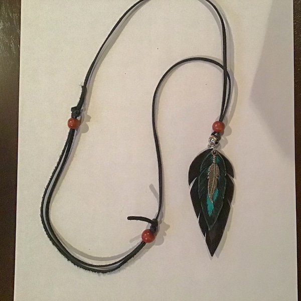 Leather Feather Necklace