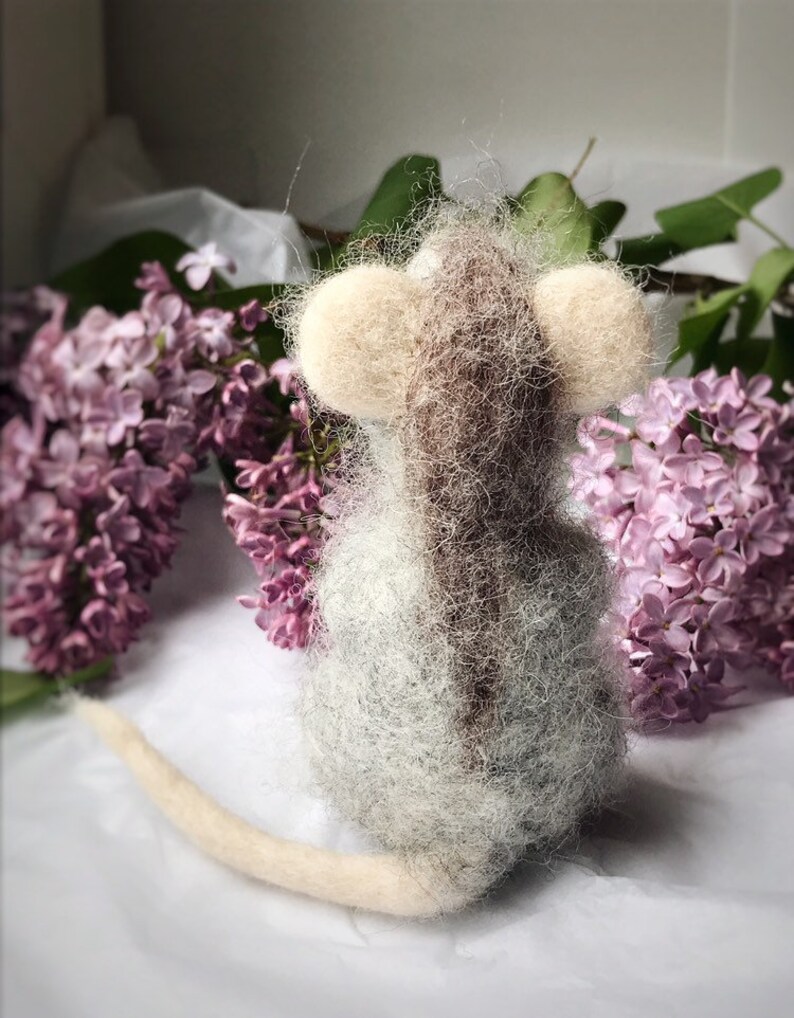 cute mouse toy Needle felted mouse mouse figurine staffed mouse gray mouse toy