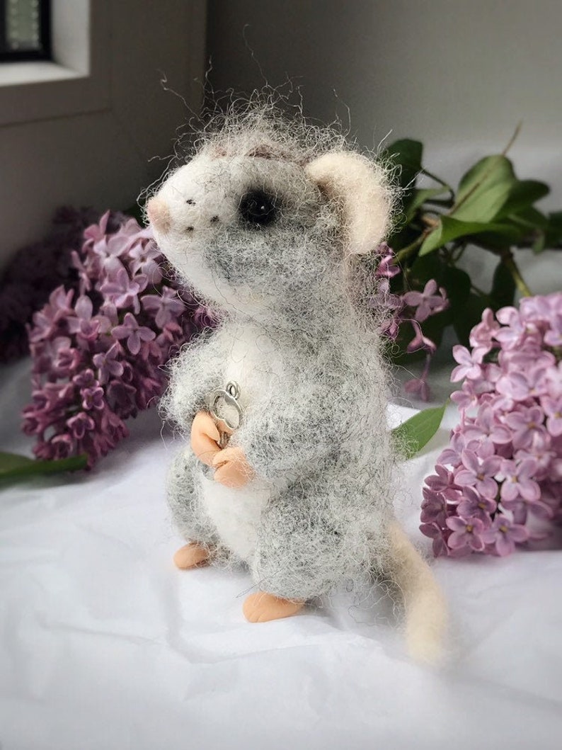 cute mouse toy Needle felted mouse mouse figurine staffed mouse gray mouse toy