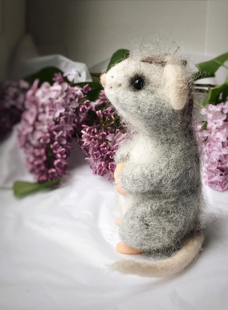 cute mouse toy Needle felted mouse mouse figurine staffed mouse gray mouse toy