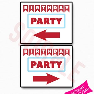 Birthday Party Direction Printable Sign Party Directional | Birthday Party to the Right Birthday Party To the Left | Park Birthday Sign