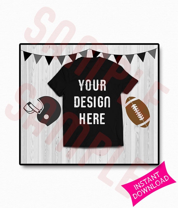 Football T-Shirt Mockup Black Shirt Unisex Mockup
