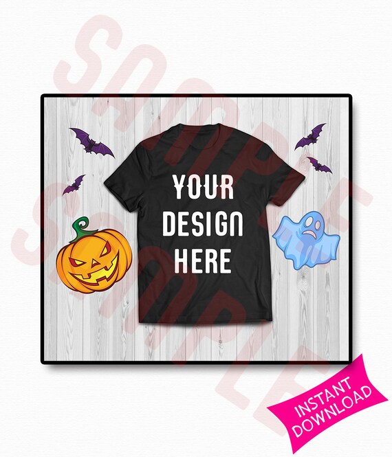 Halloween T-Shirt Mockup Black Shirt Unisex Mockup