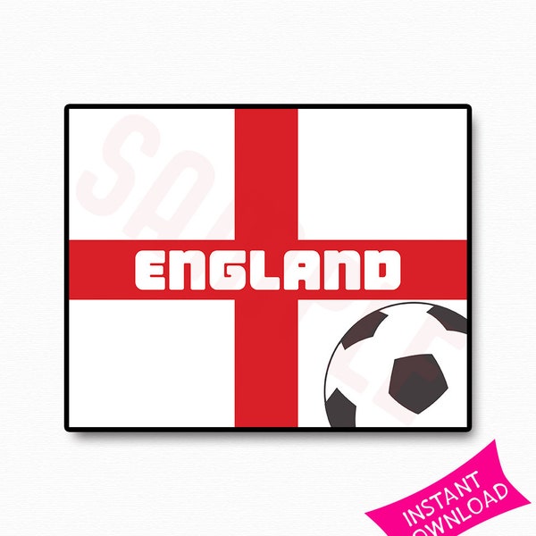 England Flagge WM 2018 Party Schild Vorlage | Wall Decor Print Fußball Poster Home Decor Geschenke