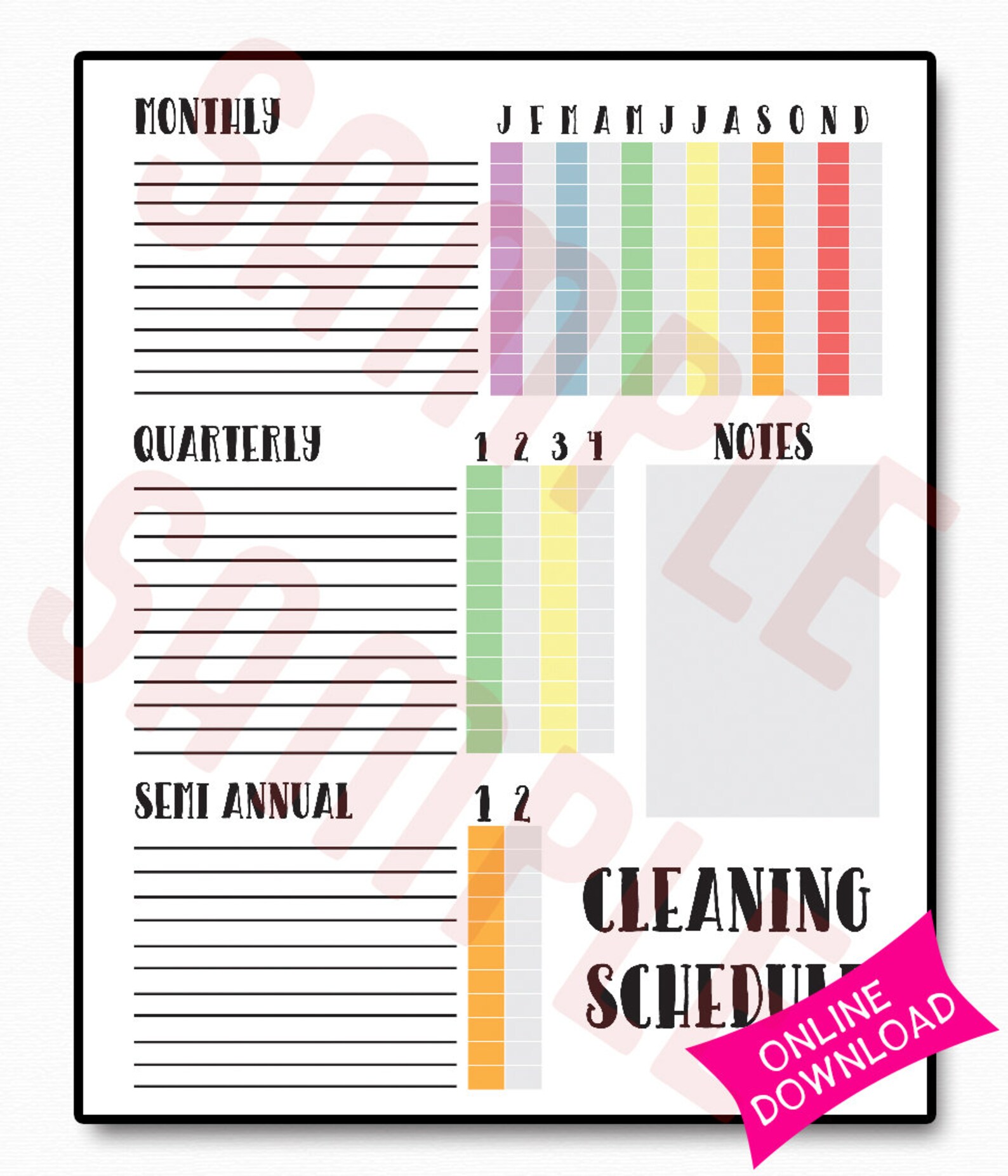 Cleaning Schedule Cleaning Checklist Chore Chart Weekly Monthly