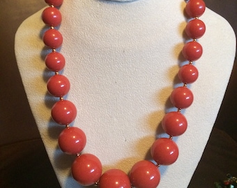 Joan Rivers graduated coral bead necklace