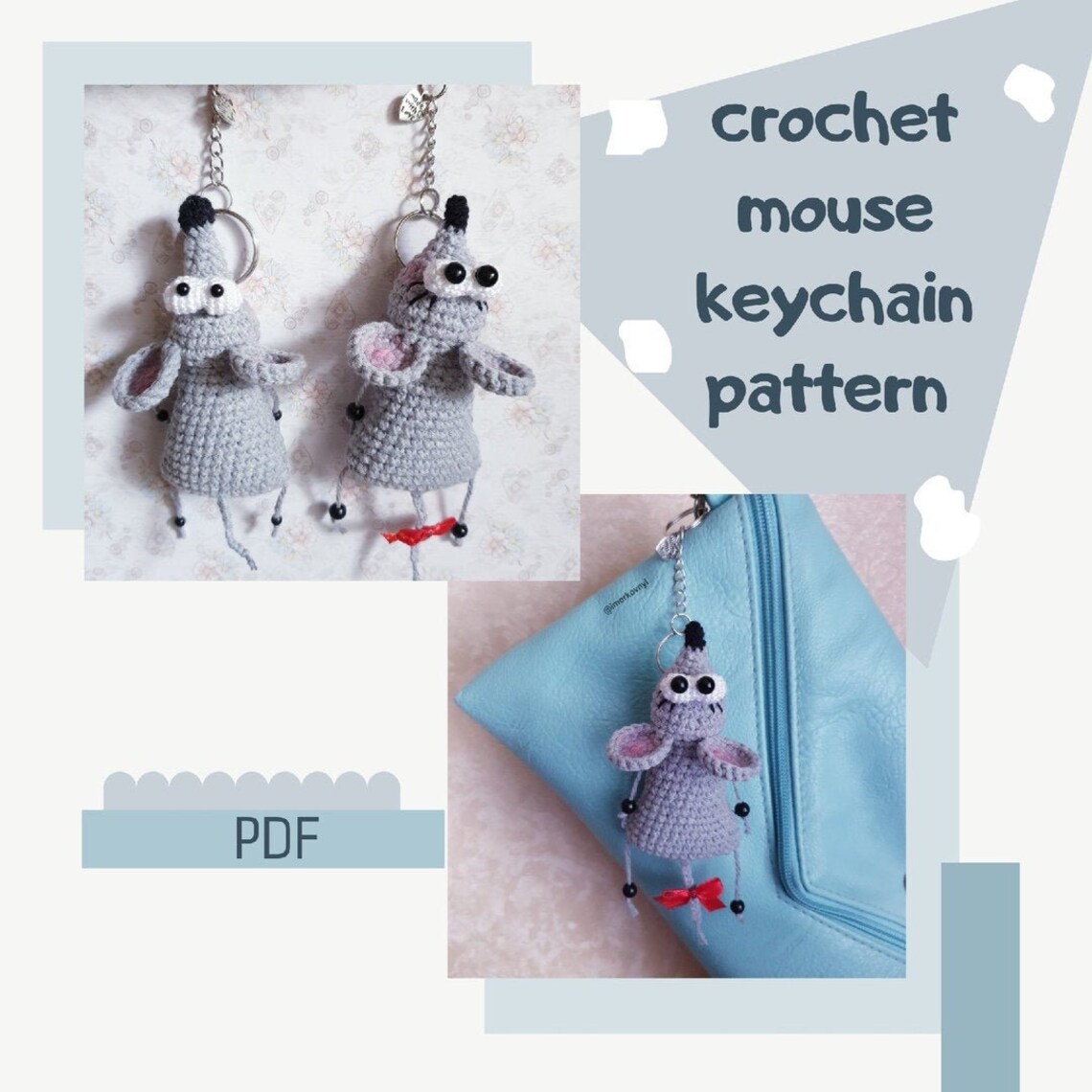 PDF Easy Pattern of a Crochet Animals Keychain in the Form of Etsy