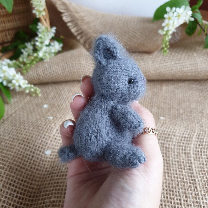 Grey stuffed bunny with carrot Miniature Bunny handmade toy | Etsy