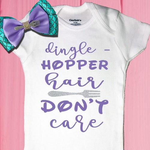 Dingle Hopper Hair Don't Care/Little Mermaid/Disney for Babies/Baby Girl Disney/Baby Shower Gift/Gift for Baby Girl/Cute Glitter Onesie