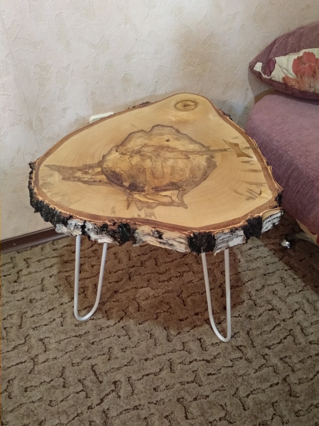 Birch Wood Coffee Table, Rustic Live Edge Coffee Table, Unique Wood