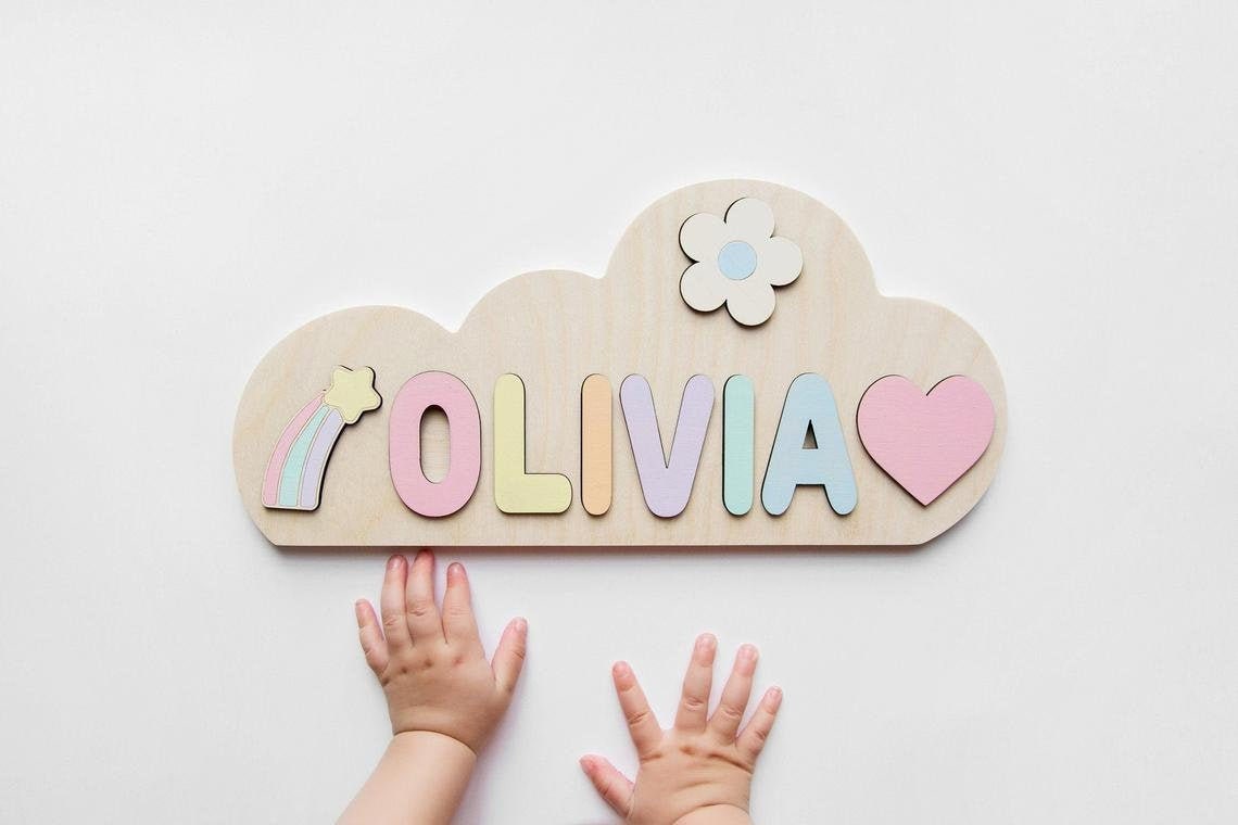 Wooden Name Puzzle | Toddler Toys | Baby Girl Gifts | Gift for Kids |…