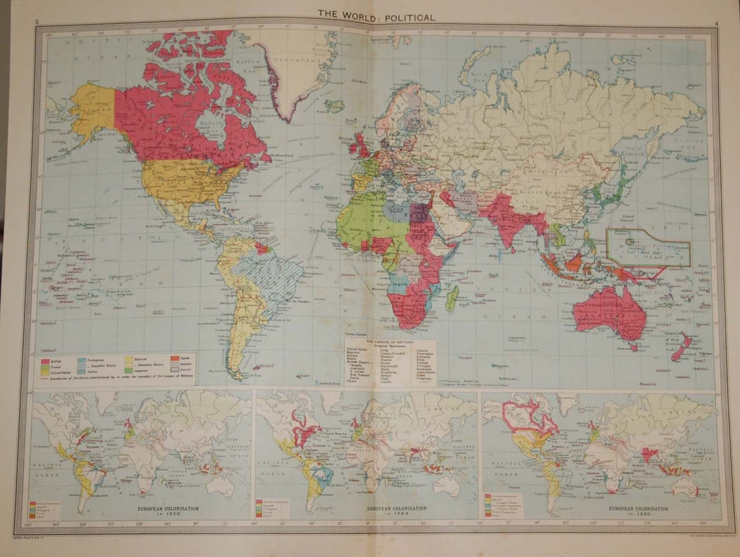 1930 World Political Map Mercator Projections Etsy Il 1080xN.5642397906 K7n4 