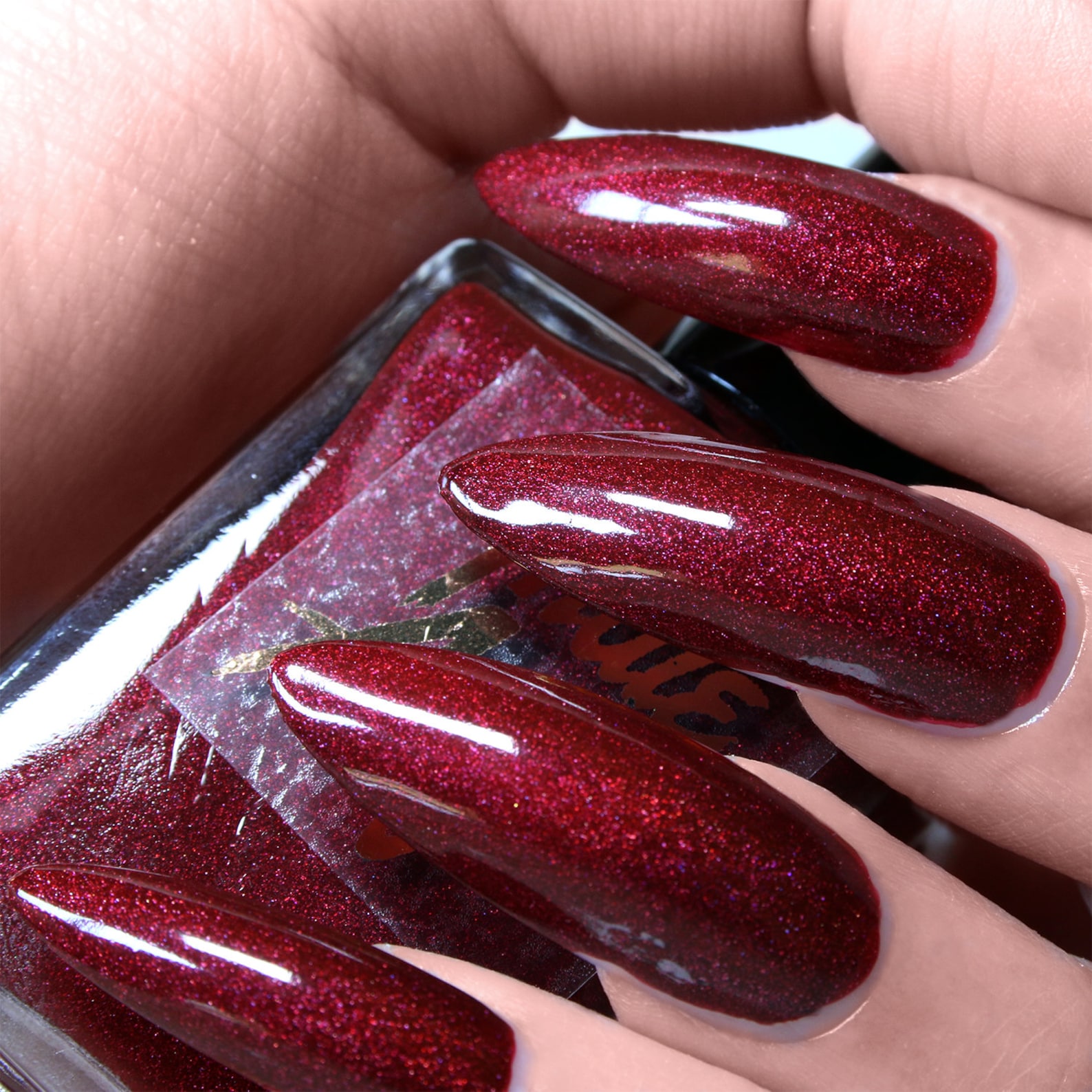 Rose Blood dark red holographic nail polish vegan Etsy