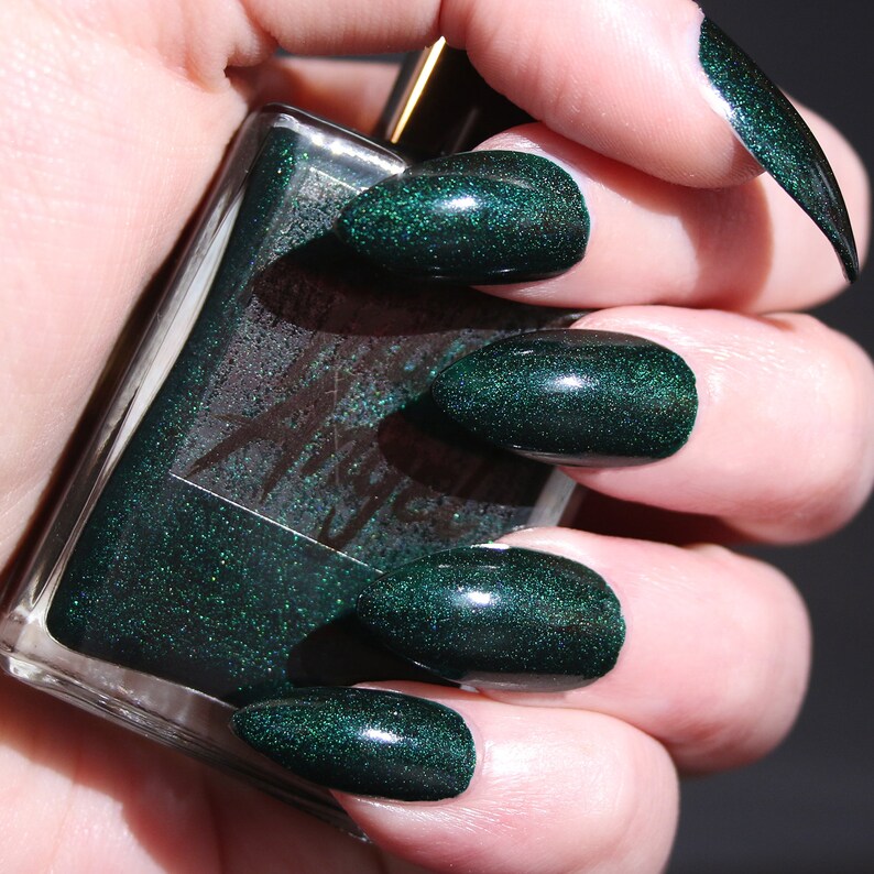 Dublin dark teal green shimmery nail polish vegan | Etsy