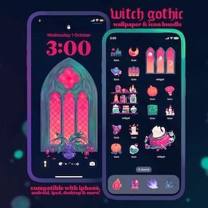 Gothic Witch Icon Pack iOS iPhone iPad Tablet Android Desktop Wallpaper Thema (digitale download)