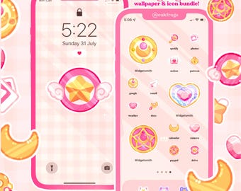 Magic Girl Icon Pack iOS iPhone iPad Tablet Android Desktop Wallpaper Theme (Digital Download)