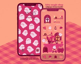 Paquete de iconos de Kitty Magic para iOS, iPhone, iPad, tableta y Android (descarga digital)