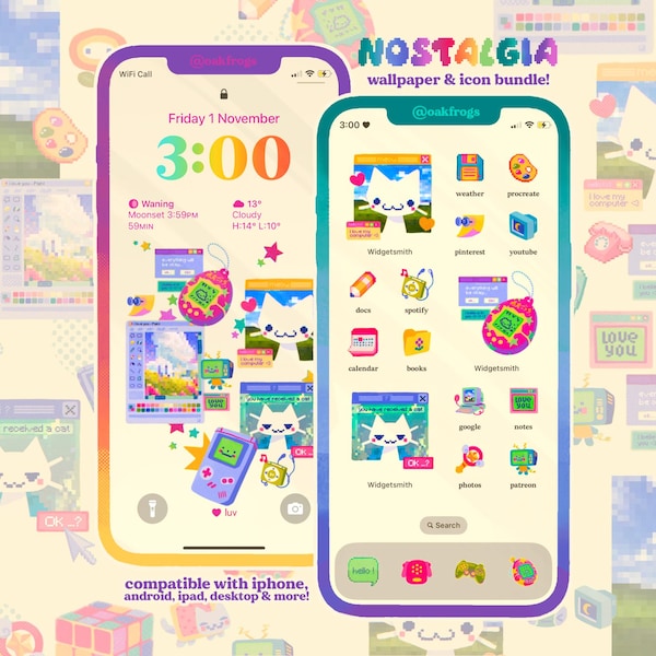 Nostalgia Trinkets Icon Pack iOS iPhone iPad Tablet Android Desktop Wallpaper Theme (Digital Download)