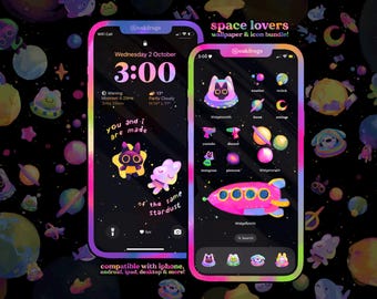 Space Icon Pack iOS iPhone iPad Tablet Android Desktop Wallpaper Theme (Digital Download)
