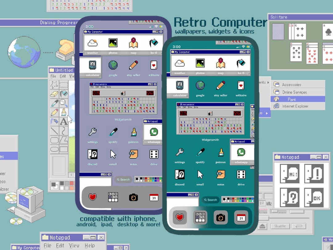 Retro Computer Nostalgia Pixel Icon Pack Ios iPhone iPad Android ...