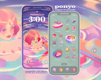 Ocean Girl Icon Pack iOS iPhone iPad Tablet Android Desktop Wallpaper Theme (Digital Download)