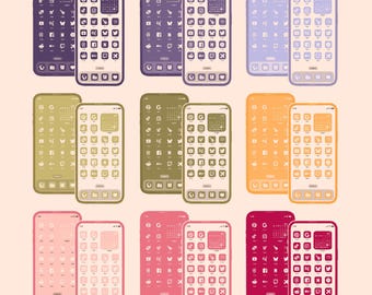 Minimal Pastel Icon Packs iOS iPhone iPad Tablet Android Desktop Wallpaper Theme (Digital Download)