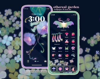 Ethereal Garden Icon Pack iOS iPhone iPad Tablet Android Desktop Wallpaper Theme (Digital Download)