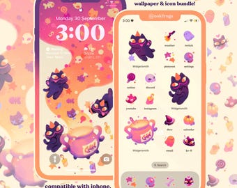 Cauldron Cats Icon Pack iOS iPhone iPad Tablet Android Desktop Wallpaper Theme (Digital Download)