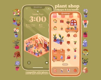 Flower Shop Icon Pack iOS iPhone iPad Tablet Android Desktop Wallpaper Theme (Digital Download)