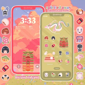 Paquete de iconos de baños japoneses para iPhone, iPad, tableta y Android (descarga digital)