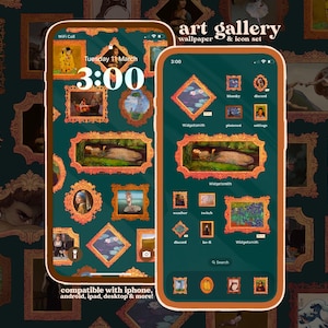 Art Gallery Icon Pack iOS iPhone iPad Tablet Android Desktop Wallpaper Theme (Digital Download)