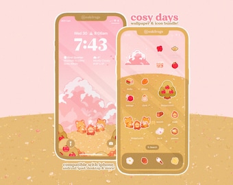 Cosy Days Icon Pack iOS iPhone iPad Tablet Android Desktop Wallpaper Theme (Digital Download)