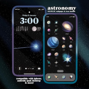 Astronomy Icon Pack iOS iPhone iPad Tablet Android Desktop Wallpaper Theme (Digital Download)
