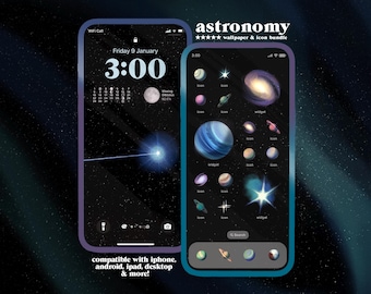 Astronomy Icon Pack iOS iPhone iPad Tablet Android Desktop Wallpaper Theme (Digital Download)