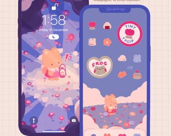 Winter Friends Icon Pack iOS iPhone iPad Tablet Android Desktop Wallpaper Theme (Digital Download)