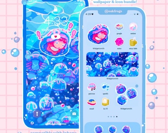 Ocean Girl Icon Pack iOS iPhone iPad Tablet Android Desktop Wallpaper Theme (Digital Download)