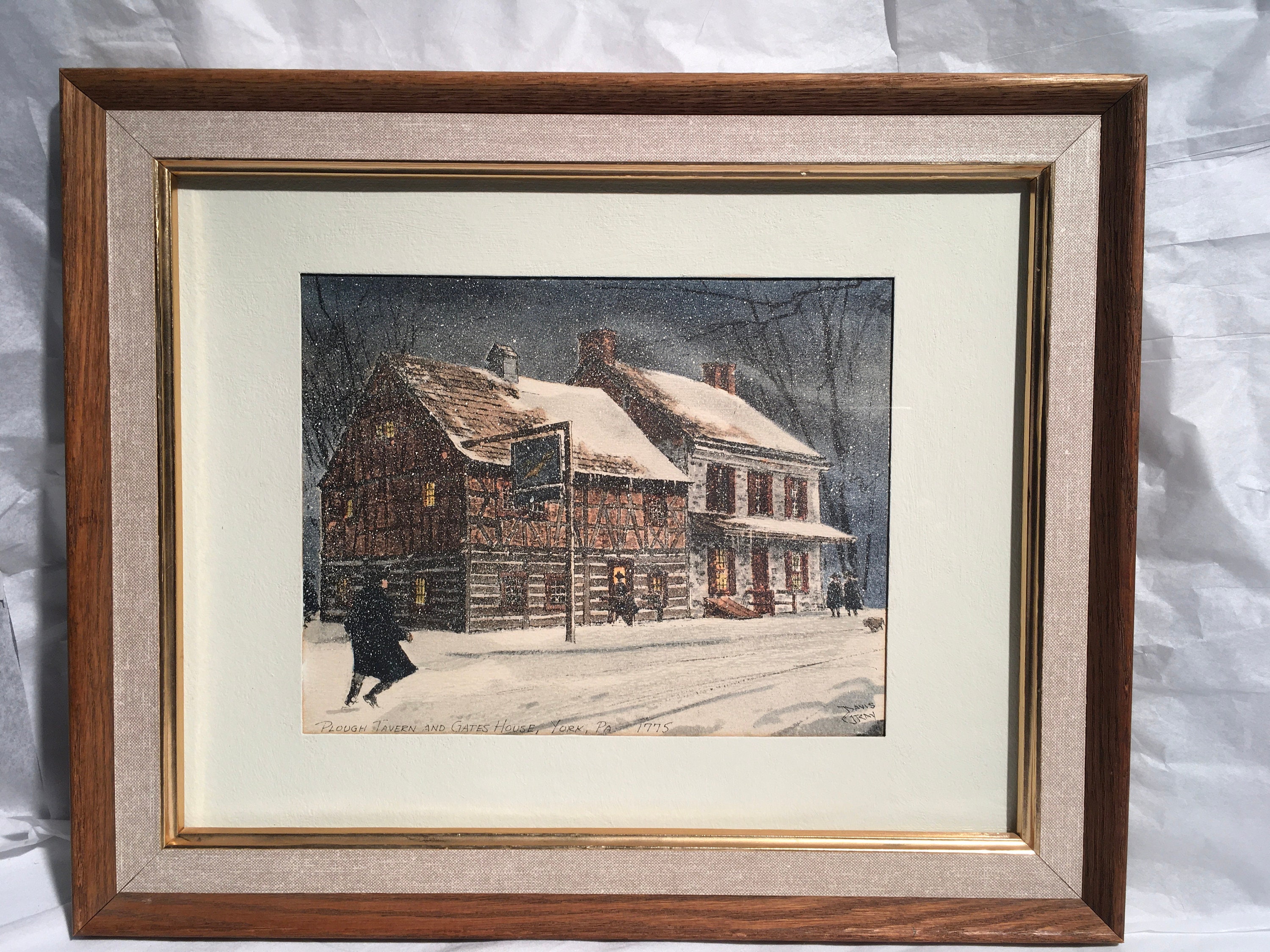 Plough Tavern & Gates House Circa 1775 York PA Watercolorperiod Piece