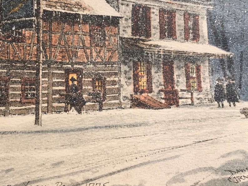 Plough Tavern & Gates House Circa 1775 York PA Watercolorperiod Piece