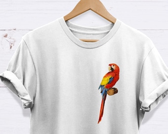 Parrot TShirt , Bird Lover Gift , High Quality Unisex Adults T Shirt - EXCELLENCE - Parrot Lover , African Grey , Macaw