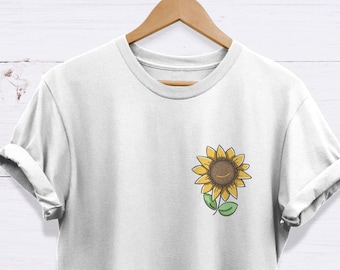Sunflower Tshirt , Happy Sunflower Top High Quality Unisex Adults T Shirt - EXCELLENCE - Flower Tee - Flower Shirt